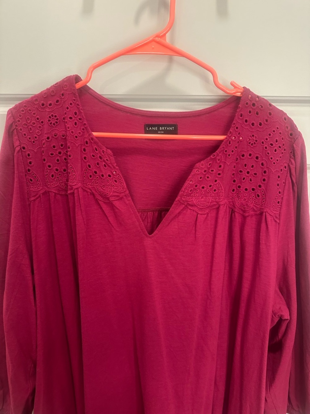 Lane Bryant 3/4-Sleeve Eyelet-Detail Swing Dress NWOT Magenta Plus Womens 22/24 - Picture 6 of 6